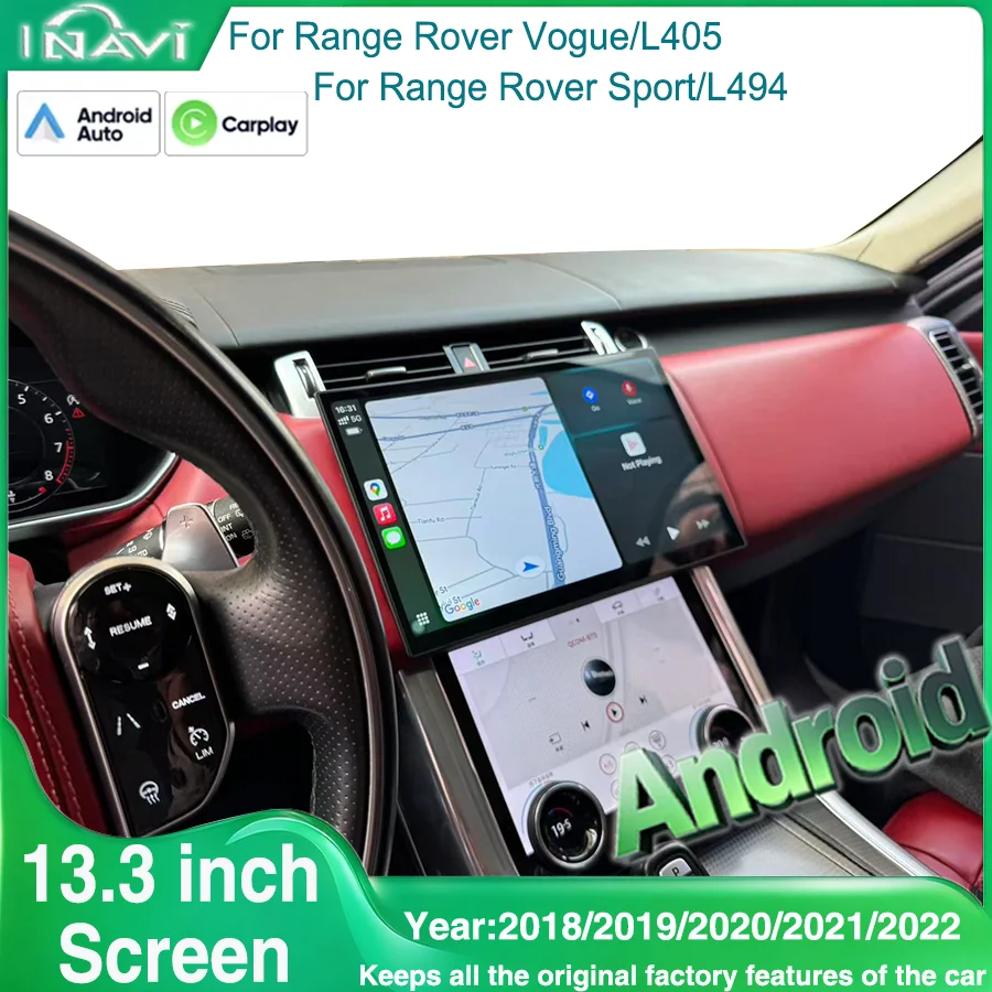 13.3 inch For 2018-2022 Range Rover Sport/ L494 /Vogue/ L405/Velar/L560 Android Radio CarPlay Smart Navigation Screen GPS