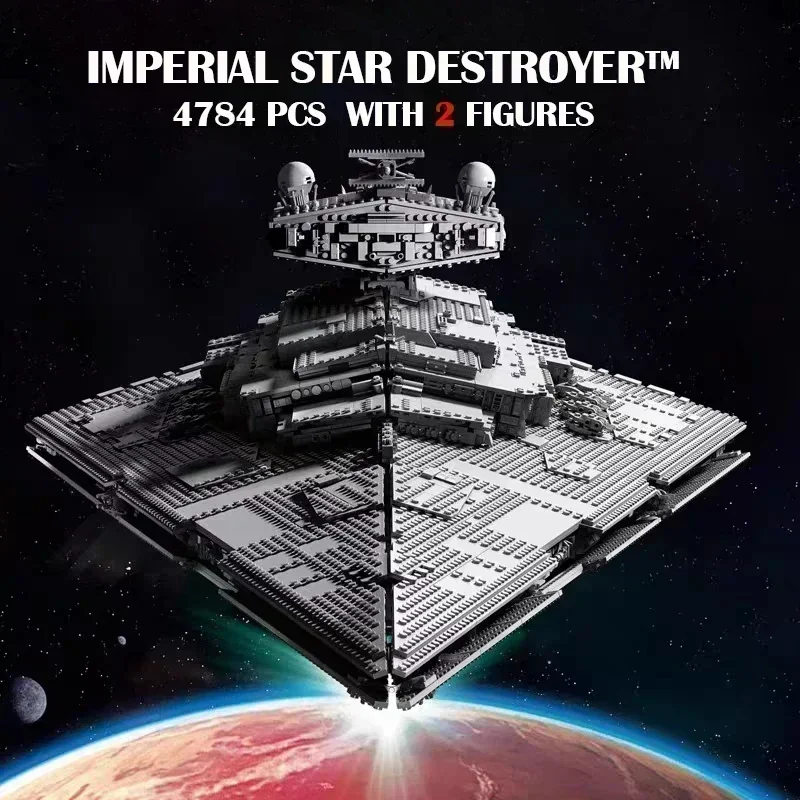 Moc 75252 UCS Imperial Destroyer Display Blocos de Construção Tijolos Brinquedo Super Grande Ultimate Spacecraft Presentes de Aniversário de Natal