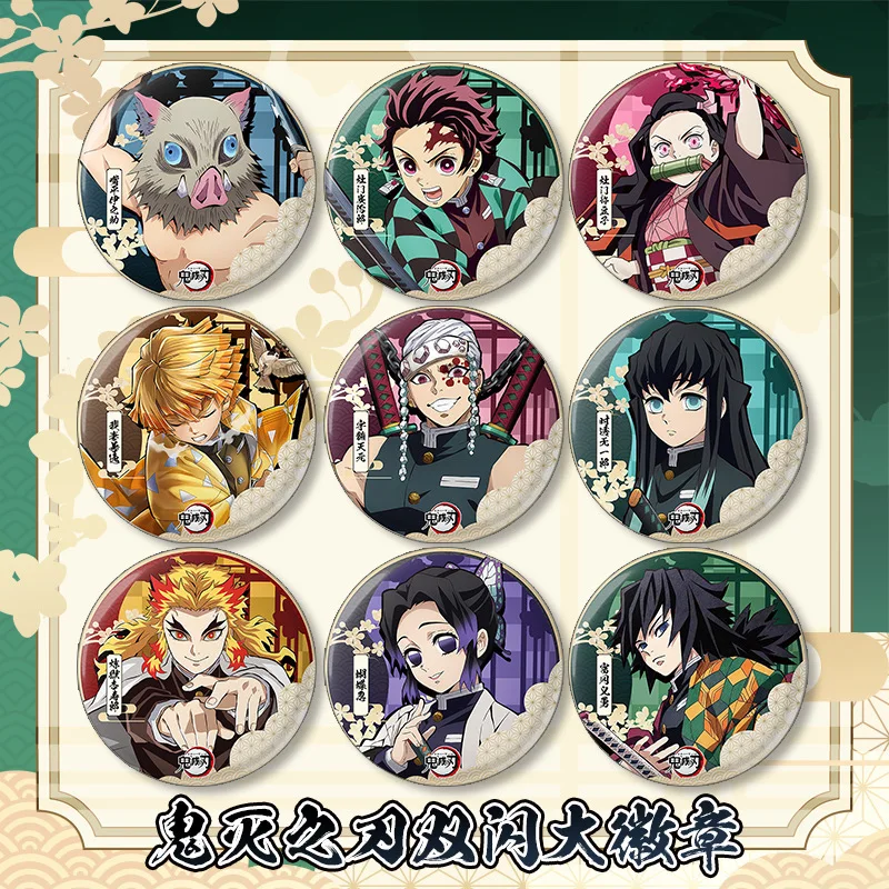 75mm Anime Demone Slayer Spilla Nezuko Zenitsu Inosuke Tokitou Muichirou Rengoku Kyoujurou Distintivo in metallo Pin per zaino regalo