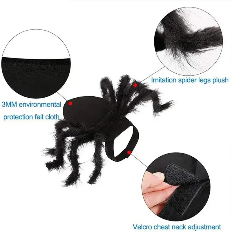 Halloween Pet Spider Costume simulazione Black Spooky Spider Clothes Dressing For Dogs Cats Party Cosplay puntelli Funny Outfit