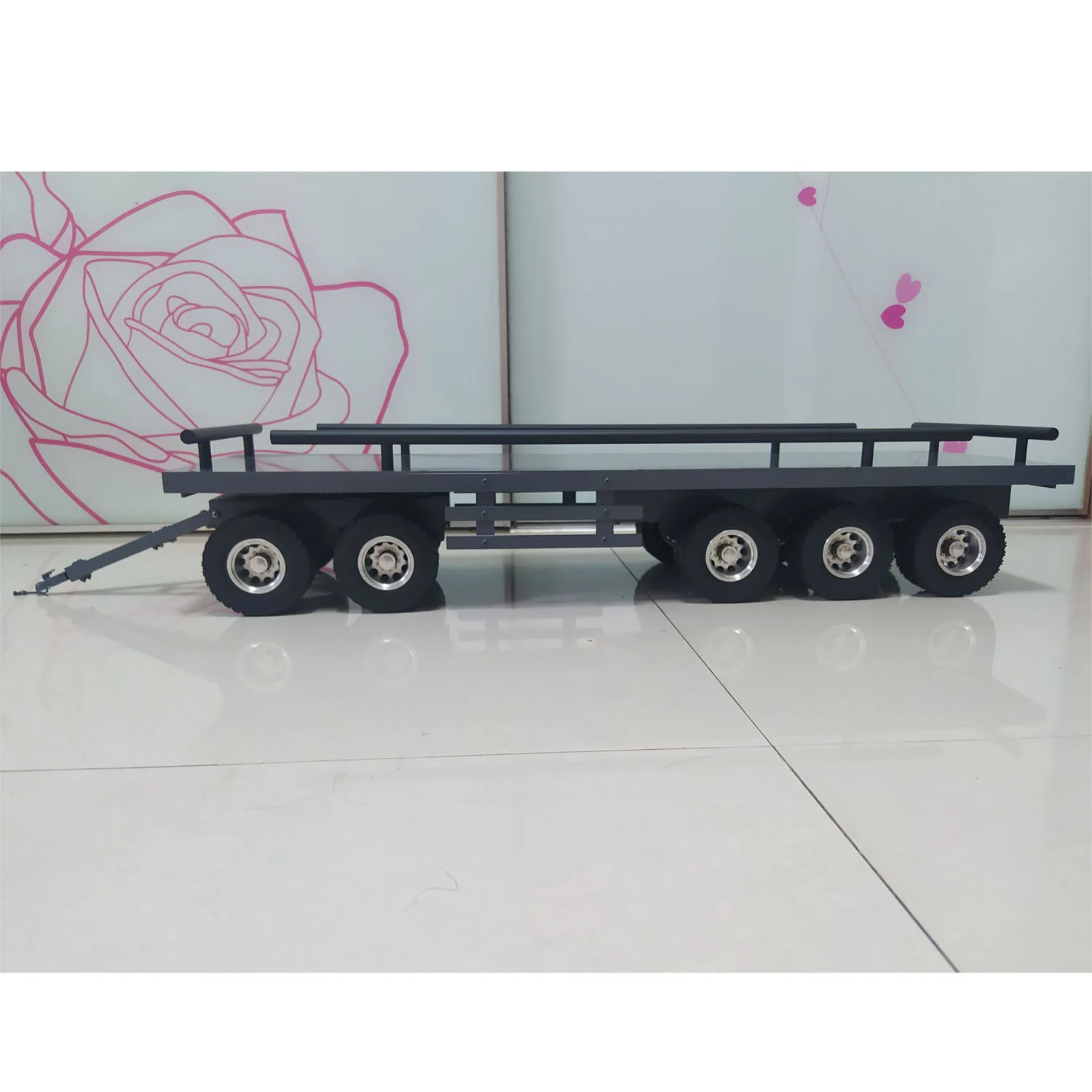 5 Axles RC 1/14 Metal Trailer for Radio Control Engineering Vehicle Hydraulic Dump Car Truck Tractor DIY Assembled Model TH23241