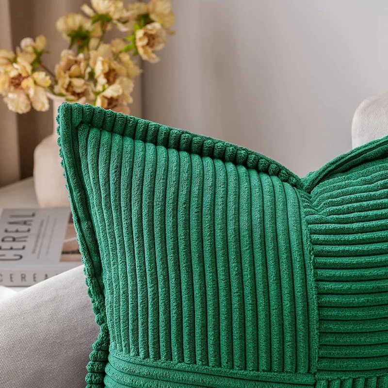 Темно-зеленые наволочки BISM со сращиванием, супер мягкие полосатые наволочки в стиле бохо, декоративные текстурированные декоративные подушки Broadside