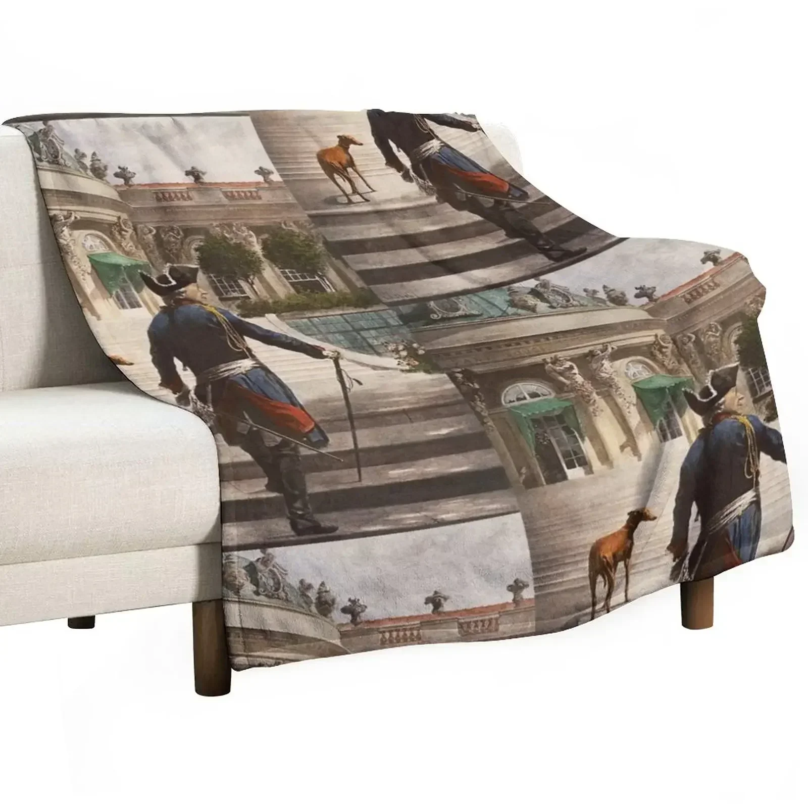 

Fredericus Rex with his Italian greyhound at Sansoucci Throw Blanket Luxury Brand Plush Blankets