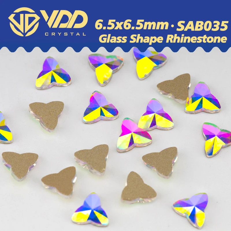 VDD 6.5x6.5mm 100/500/1440 Stuks Vorm Glas Vorm Kristal Steentjes Kristal AB Platte achterkant Groothandel DIY Nail Art Decoratie SAB35