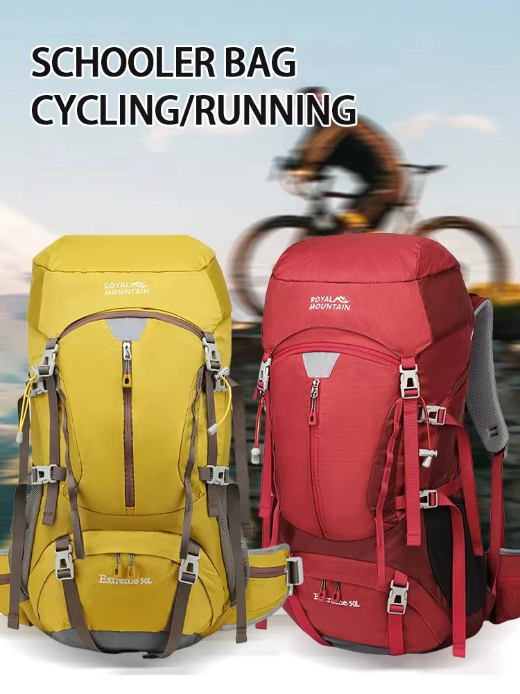 السفر في الهواء الطلق تسلق الجبال على ظهره 50L سعة كبيرة التخييم الظهر الرياضة المشي لمسافات طويلة تسلق الكتف حقيبة الظهر الرجال النساء