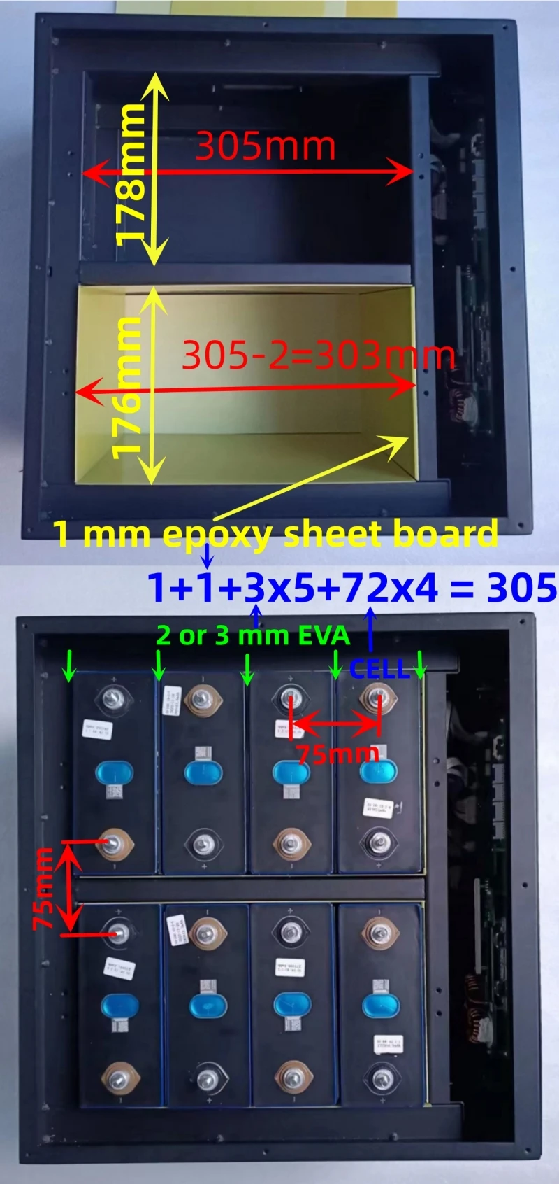 Solar energy storage battery 24V280AH 7.2KWH 8S 24V LiFePO4 Battery Box Case DIY Kit For EVE CATL 280 302AH