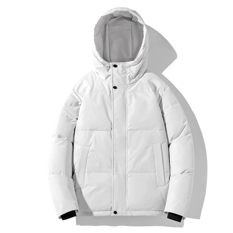 Men's Hooded Casual Down Jacket Solid color Thicken Warm Winter Men White Duck Puffer Jackets Cold Coats Parkas Streetwear