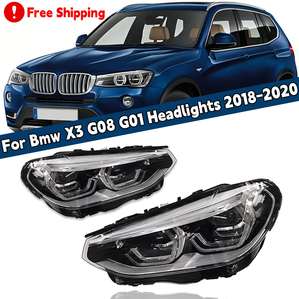 

1 пара автомобильных передних фонарей для Bmw X3 G08 G01, фары 2018-2020, светодиодные фары для проектора, дневные ходовые огни, автомобильные аксессуары