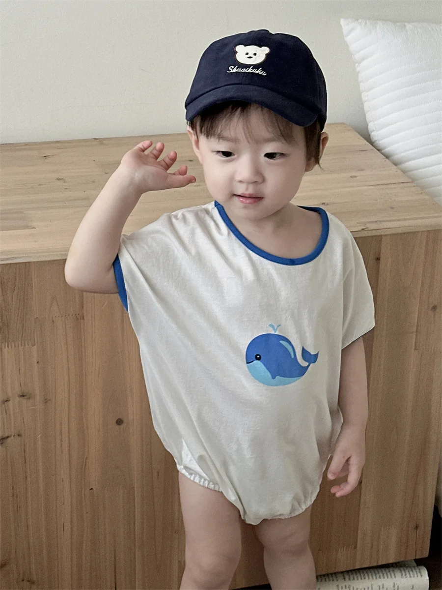 

2024 Summer New Baby Thin Cotton Bodysuits Boy Girl Newborn Cute Cartoon Print Jumpsuit Infant Toddle Breathable Clothes 0-24M