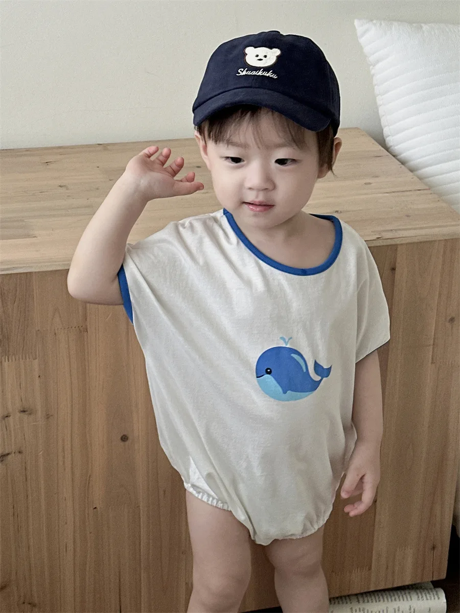 2024 Summer New Baby Thin Cotton Bodysuits Boy Girl Newborn Cute Cartoon Print Jumpsuit Infant Toddle Breathable Clothes 0-24M