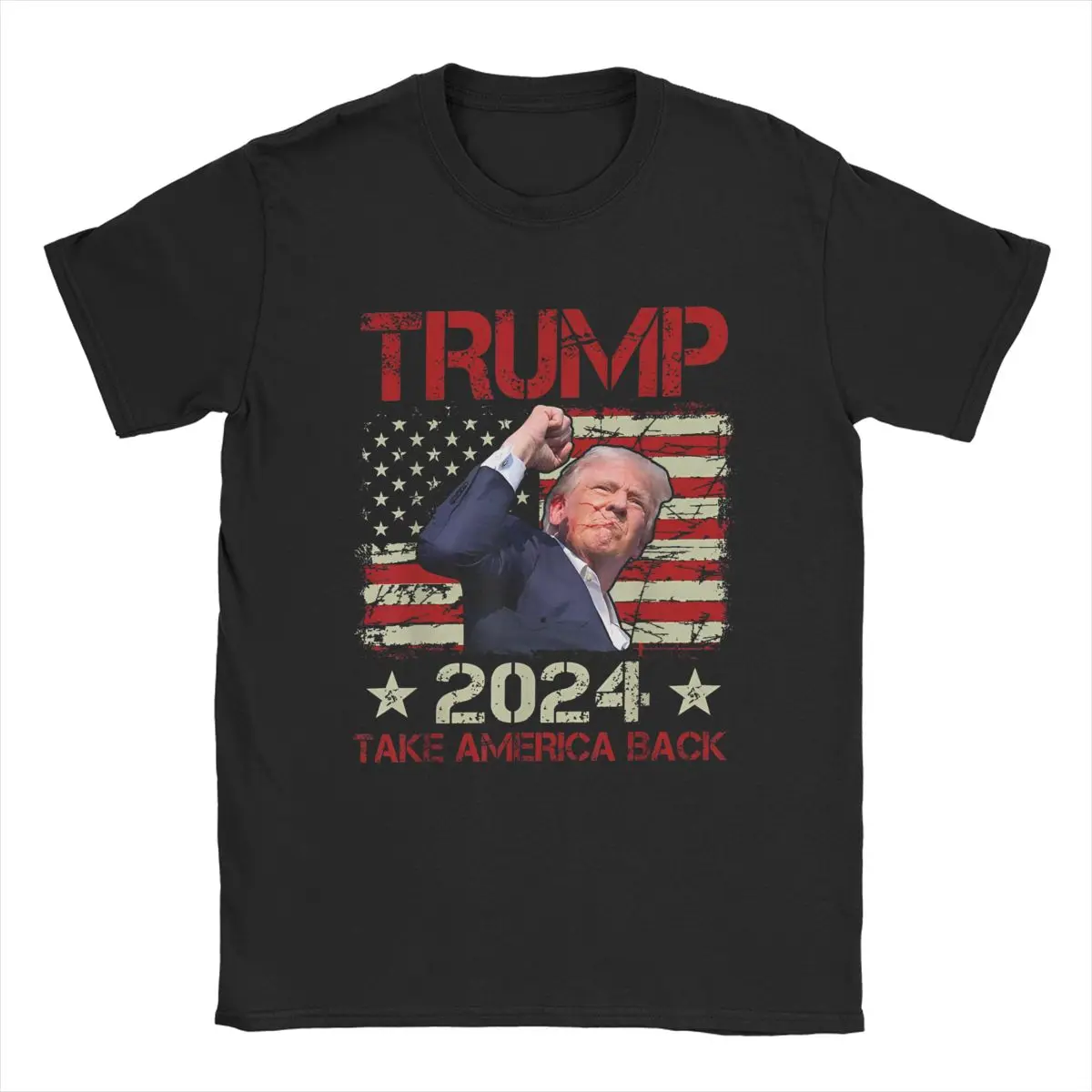 Funny Donald Trump Fist Pump Shot T-Shirts Men O Neck Cotton T Shirts 2024 Survives Rally Short Sleeve Tee Shirt Printing Clothe