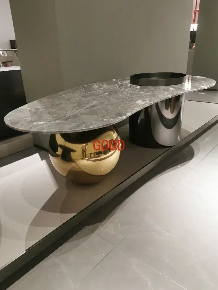 TAOItalian Minimalist Stone Plate Coffee Table Light Luxury Modern Living Room Marble