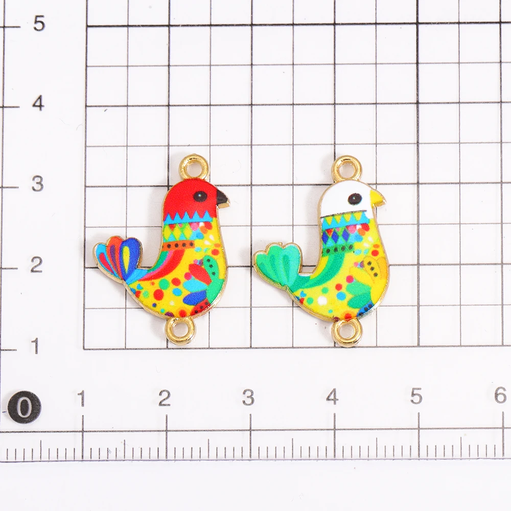 10Pcs Colorful Enamel Peace Pigeon Connector Alloy Metal Pendant for Necklace Bracelets Jewelry Connector DIY Craft Accessories image 3