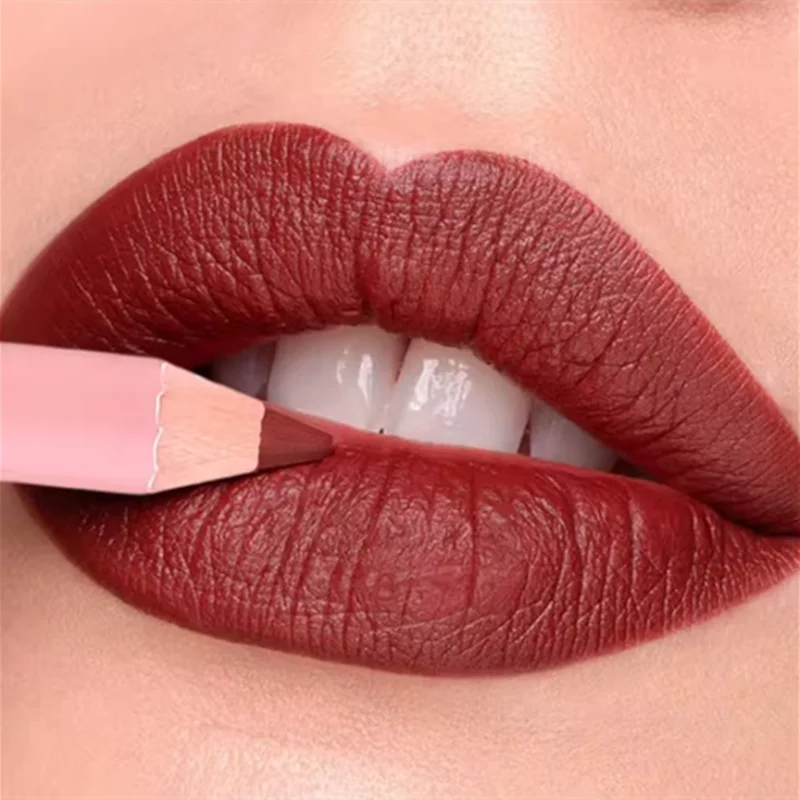 12 Farben Matte Lip Liner Lippenstift Stift Langlebig Antihaft Tasse Wasserdicht Glatte Weiche Samt Lipliner Bleistift Make-Up Kosmetik