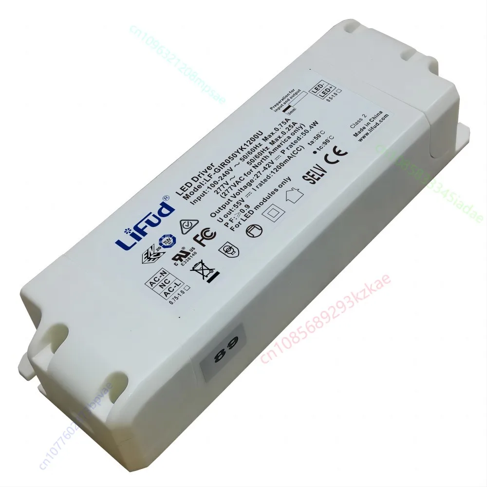 

Изолированный светодиодный драйвер Lifud LF-GIR050YK1200U 50 Вт 55 Вт 27-42 В постоянного тока 1200 мА/1300 мА Трансформатор светодиодного источника питания AC100-277V