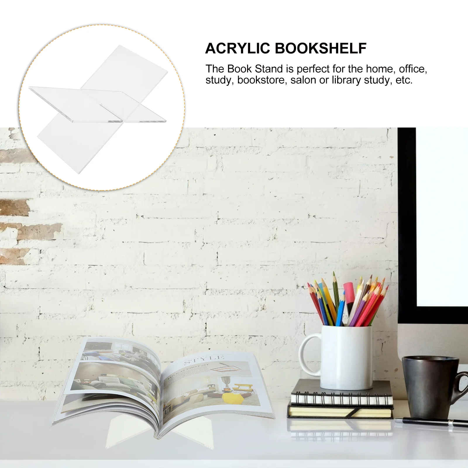 

1pcs Acrylic Book Book Holder Display Open Magazine Stand Desktop Organizer Bible Easel File Display Postcard Holder Recipe