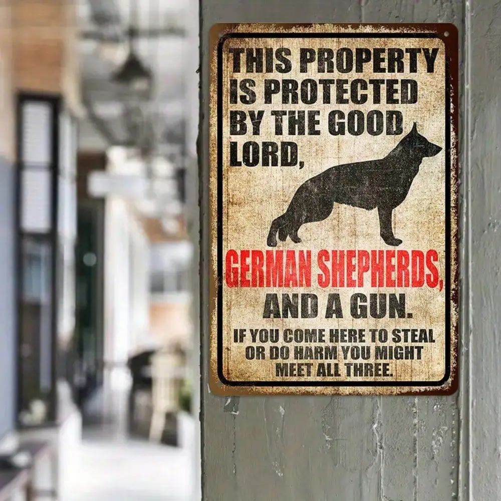 قطعة واحدة من لافتة القصدير الراعي الألماني - اقتباس تحذير قوي للكلاب، ديكور منزلي/خارجي، 8 × 12 بوصة/20 × 30 سم #5