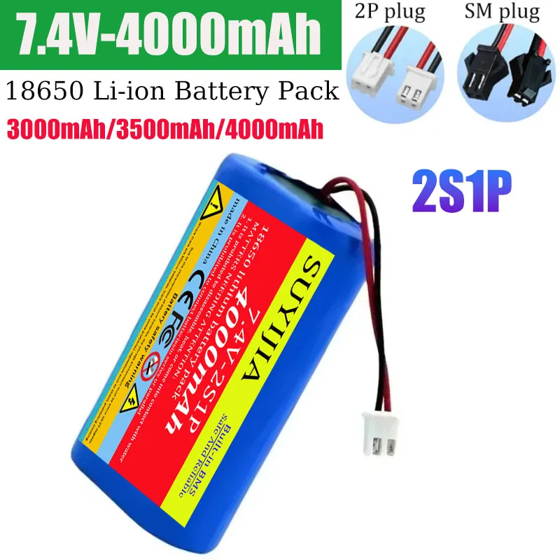 

7.4V 2S1P Lithium Battery Pack 18650 Battery Xh2.54-2P Plug 3000mah 3500mah 4000mah 1500mah 3400mah 3400mah Rechargeable Battery