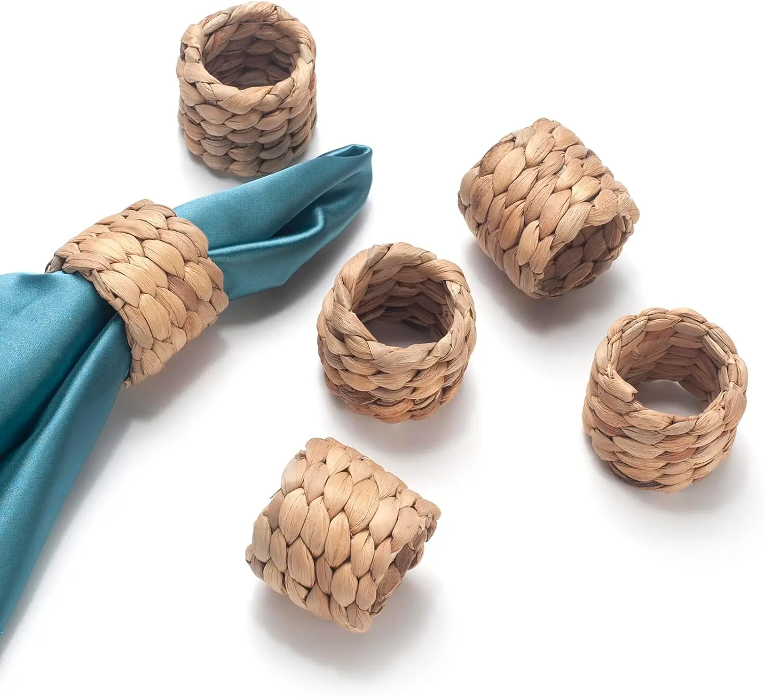 

Woven Water Hyacinth Napkin Clips Dinner Table Accessories Organic Handwoven Napkin Circles Rustic Chic Home Decor