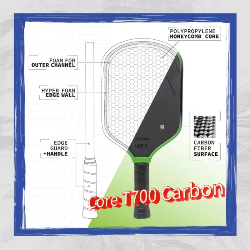 

Core T700 Весло для пиклбола из углеродного волокна 16 мм Стандарт USAPA Hyperion 3S Ben Johns GEN 3 Пропельсия