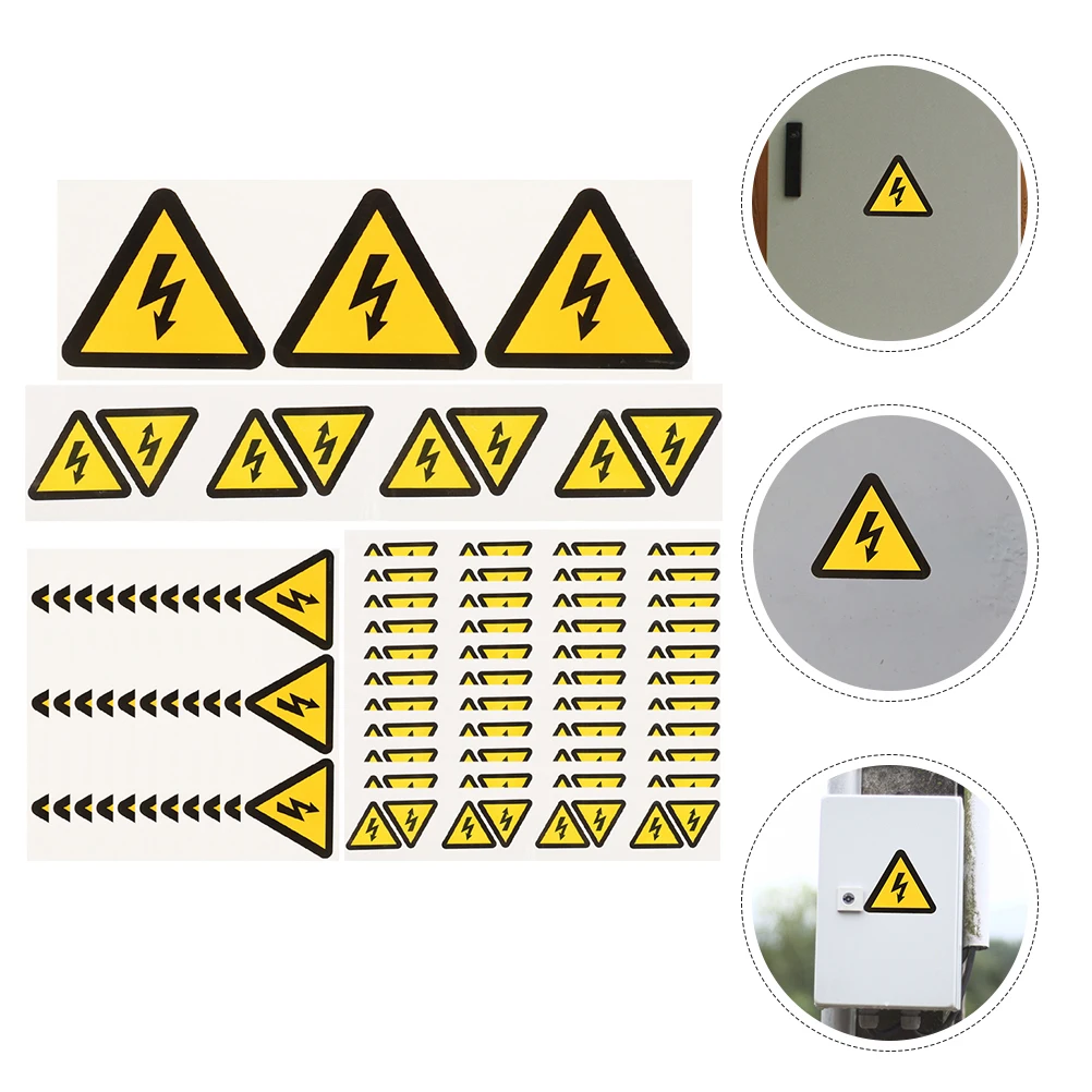 

24 Pcs Electric Shock Warning Stickers High Voltage Safety Labels Yellow Triangle Decal Caution Signs Traffic