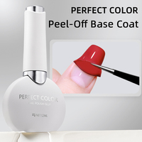 PERFECT COLOR 12ml Peel off Gel Base Coat, Quick Dry Peelable Base Coat for Gel Nail Polish Easy Removal for Weak & Thin Nails