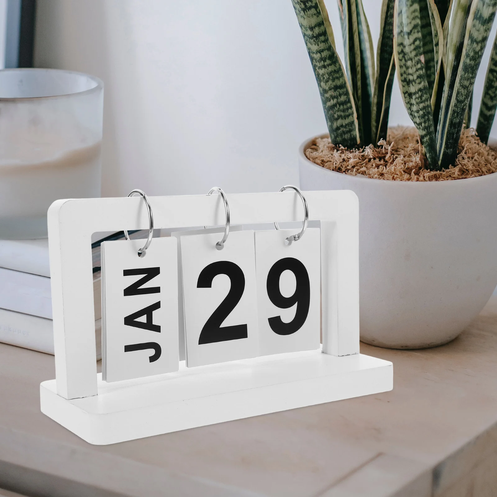 

Wooden Calendar Ornament Desk Flipping Daily for Iron Creative Desktop Decor Office
