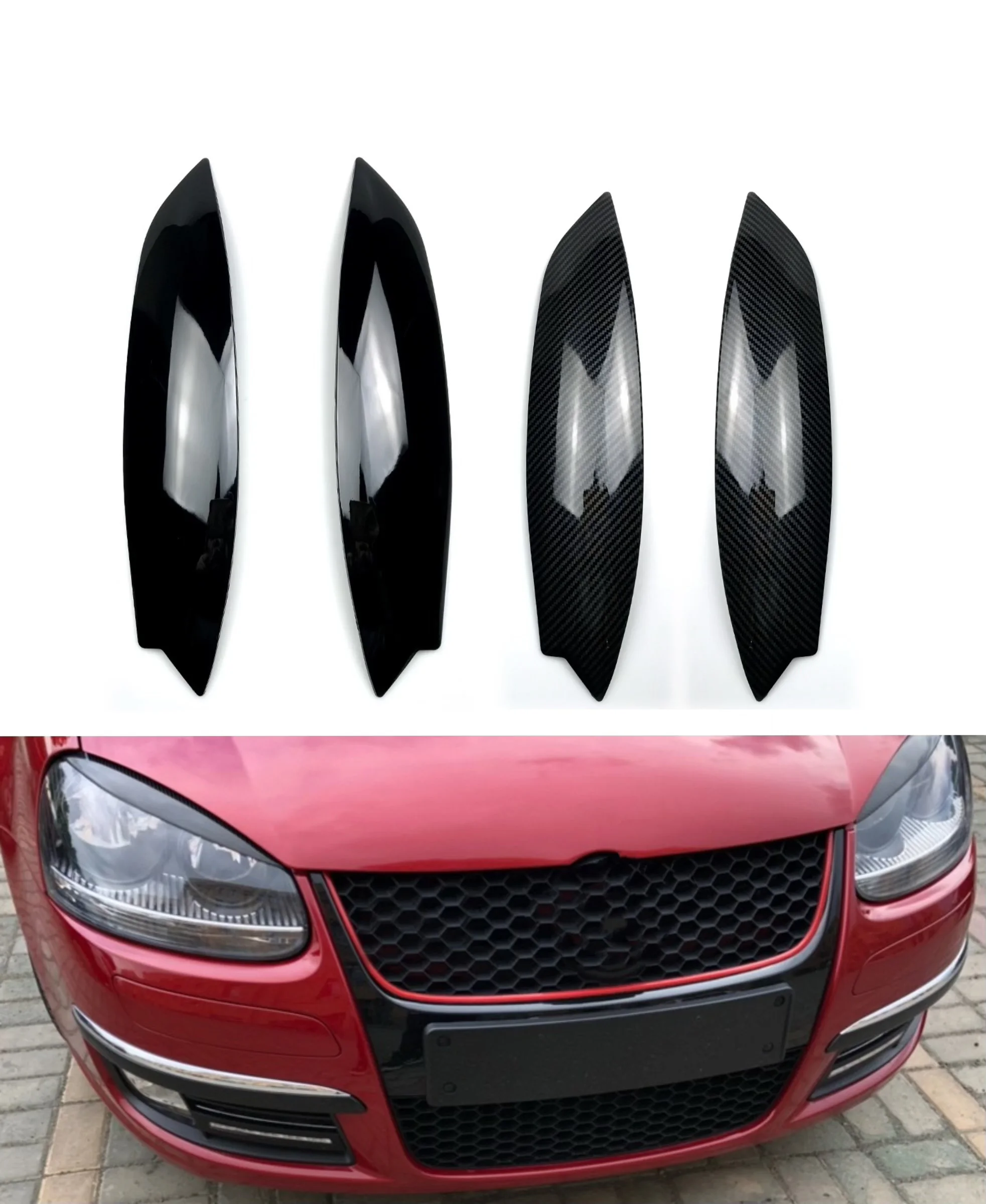 Headlight Eye Lid Eyebrow Cover Trim  For VW Golf 5  R32 MK5 2005 2006 2007 ABS Plastic Black Car Headlight Eye Lid