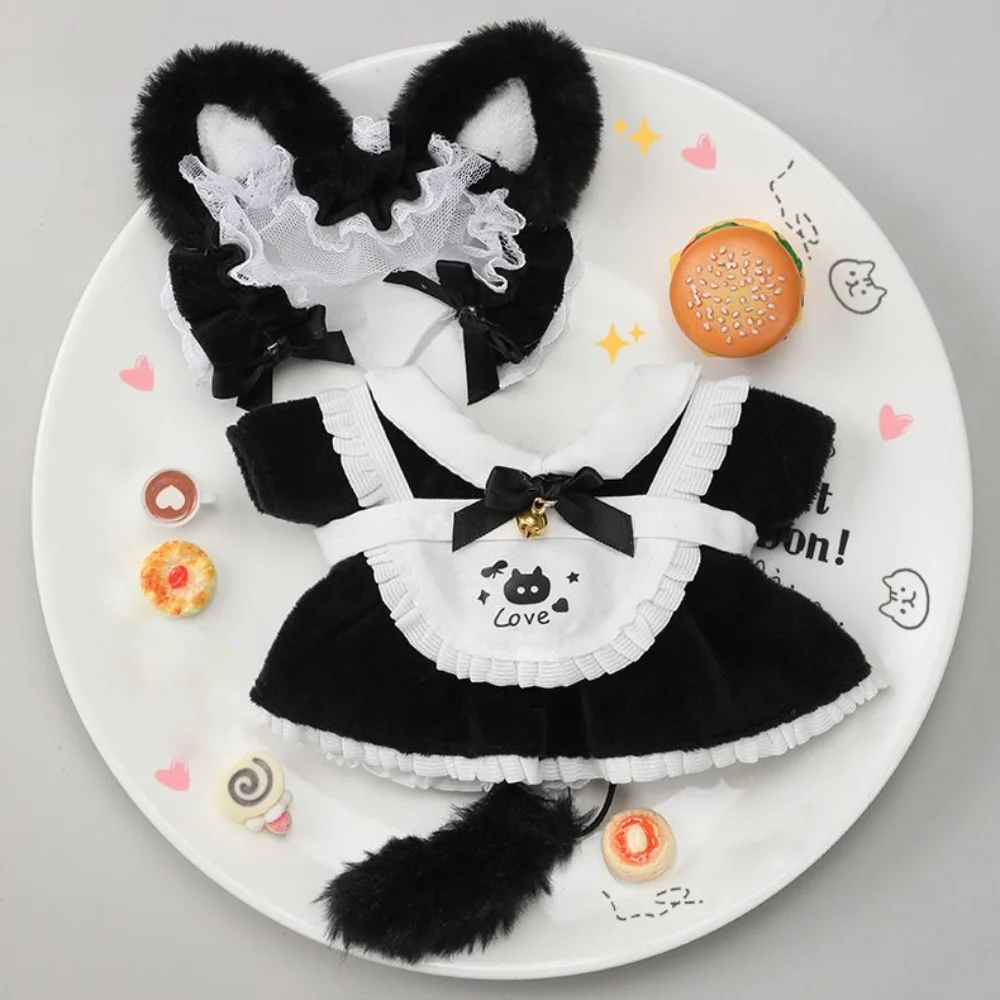 

Cat Tail 10cm Cotton Doll Clothes Bow Skirt Outfit Cotton Doll's Clothes Mini Maid Dress Plush Doll Clothes Doll Accessories