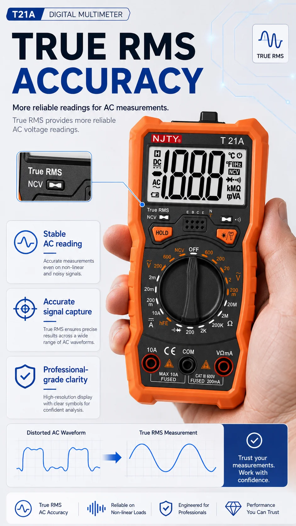 Multimeter Digital - XXT Professional Digital Multimeter with True