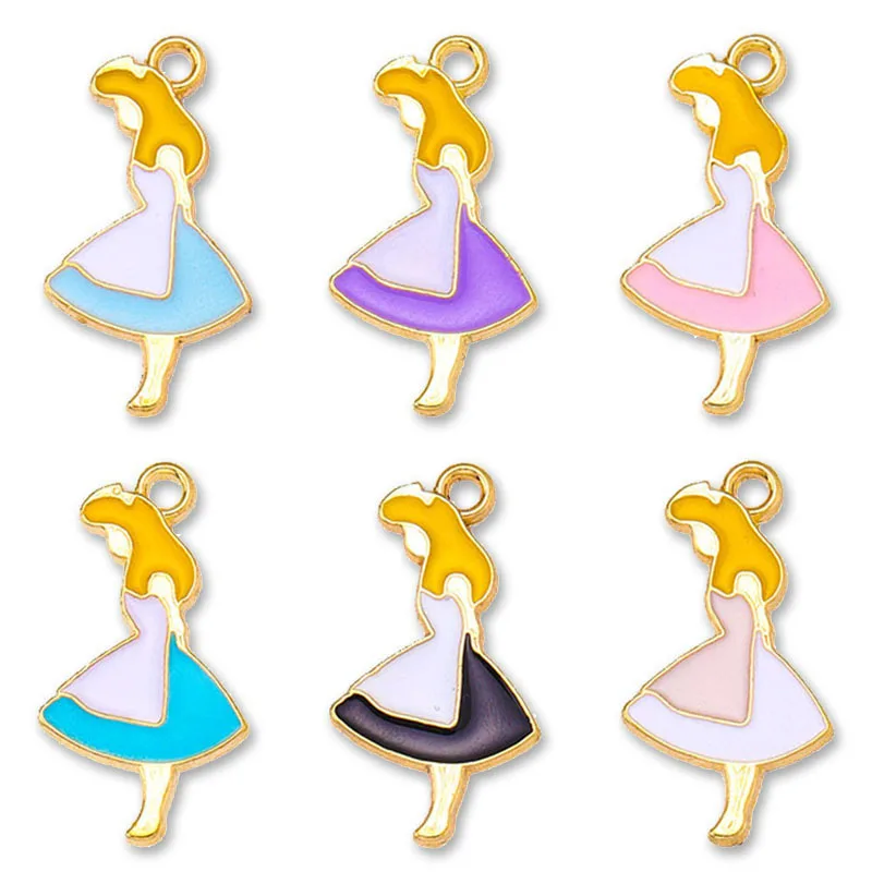 

15 шт., милые мультяшные девушки, принцесса, кролик, капля масла, металлический кулон, женские серьги, браслет, ожерелье, аксессуары ручной работы, орнамент