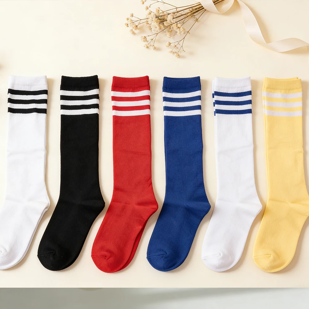 Men's and women's three bar tube socks, women's knee socks, striped socks, European and American performance dance socks, JK cal