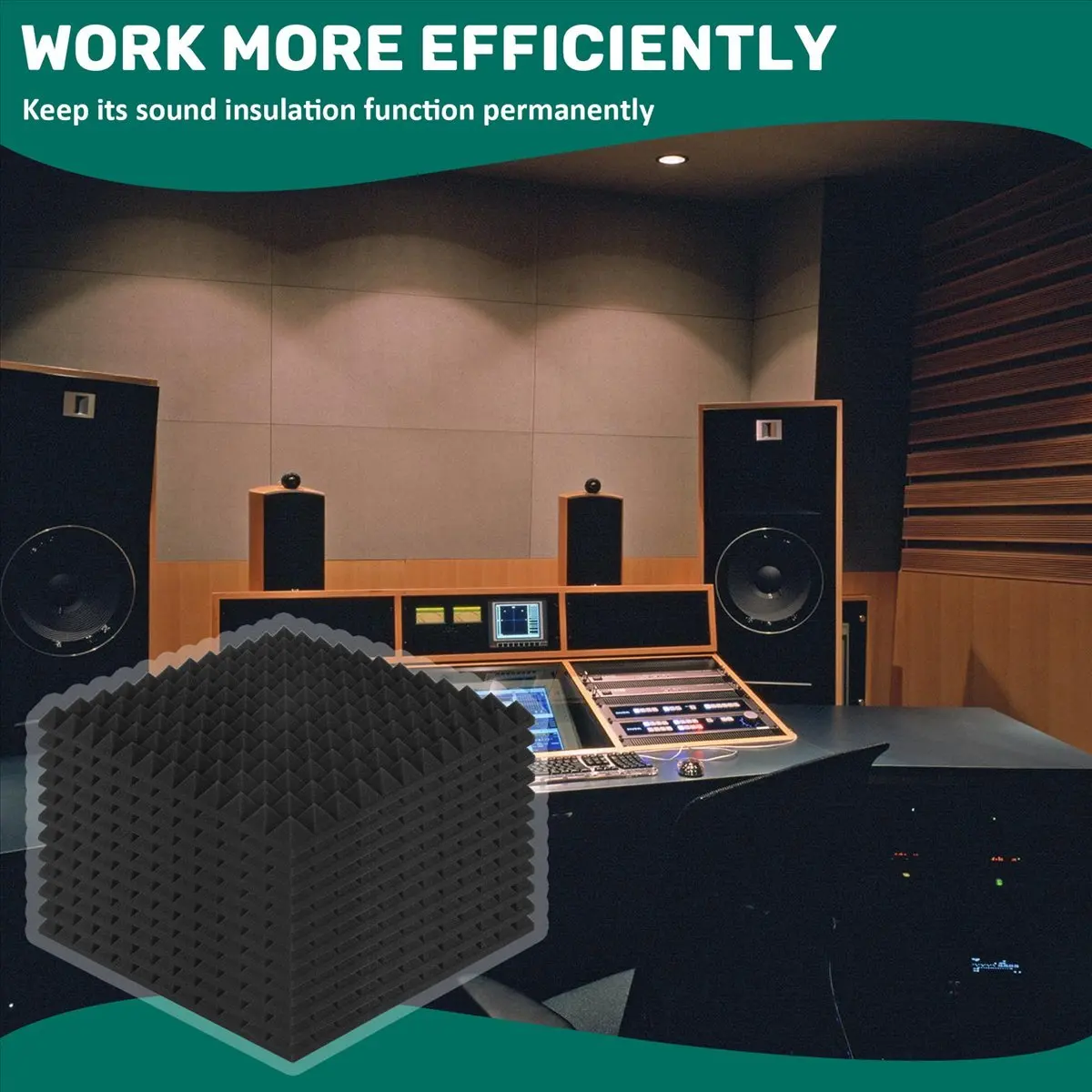 [N88R] 12 Pack Pyramid Shape Soundproof Foam Sound Proof Padding Treatment Panel for Insulation