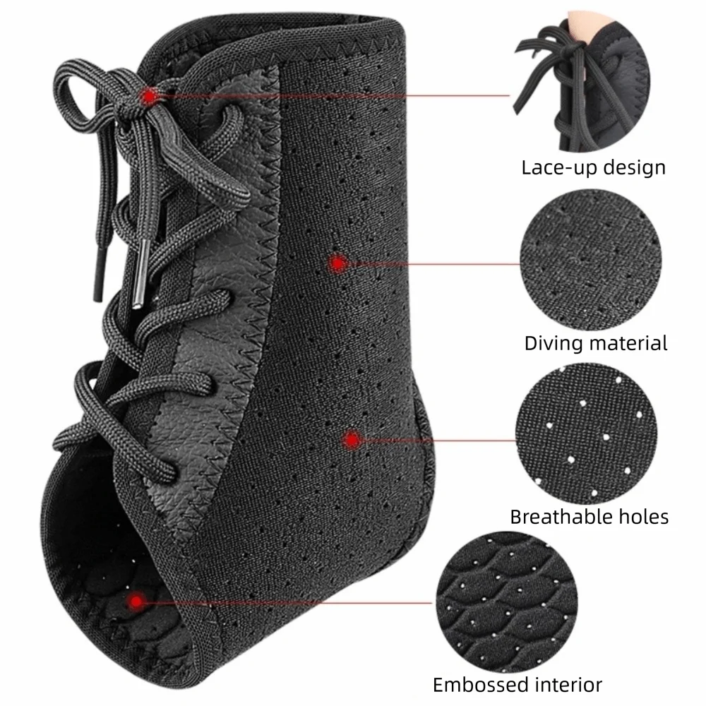 Durable Adjustable Lace Up Ankle Brace Breathable Fixed Ankle Support Compression Ankle Protector Sport Fitness
