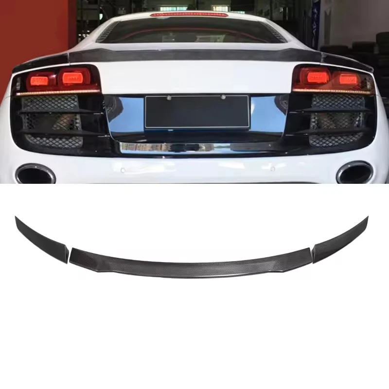 

R8 3pcs Carbon Fiber Rear Spoiler Wing for Extension audi R8 Gen1 2008-2015 Ture Factory Fitment
