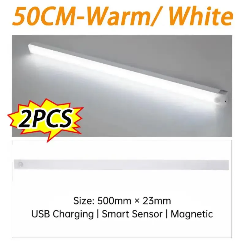 

2pcs Motion Sensor Light Wireless LED Night Light Rechargeable Light Cabinet Wardrobe Lamp Staircase Backlight For Kitchen LED