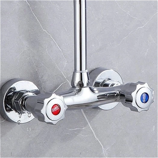 

Double Handle Bathroom Faucets Wall Mounted Shower Mixier Valve Household Hot and Cold Water Tap Brass Shower Faucet