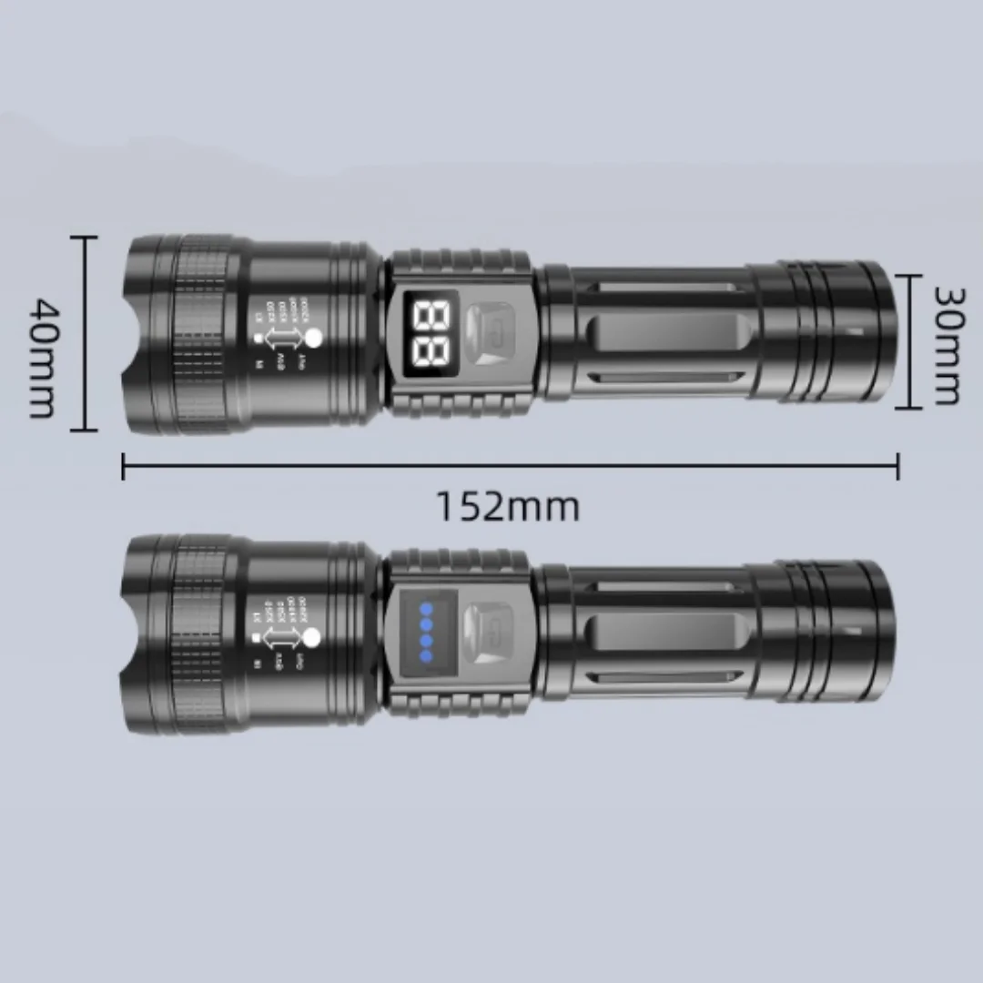 P50 High Brightness Flashlight LED Bead Digital Battery Display Telescopic Zoom Waterproof USB Portable Torch for Outdoor Use - view 6
