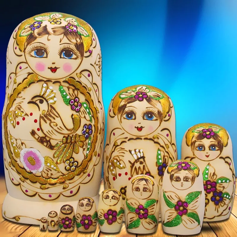 10 Layer  Nesting Dolls Authentic Linden Wood Handcrafted Gift for Kids Educational