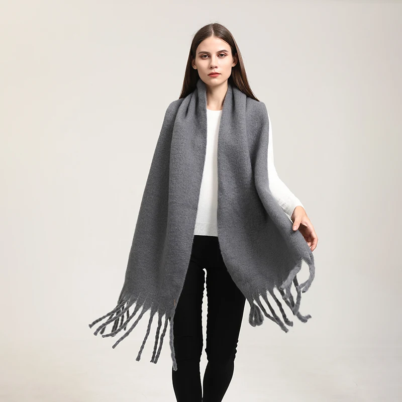 Winter Solid Color Tassels Cashmere Scarf Keep Warm Woman Pashmina Shawl Ladies Fashion Long Scarves Wraps Wholesale 210*30cm