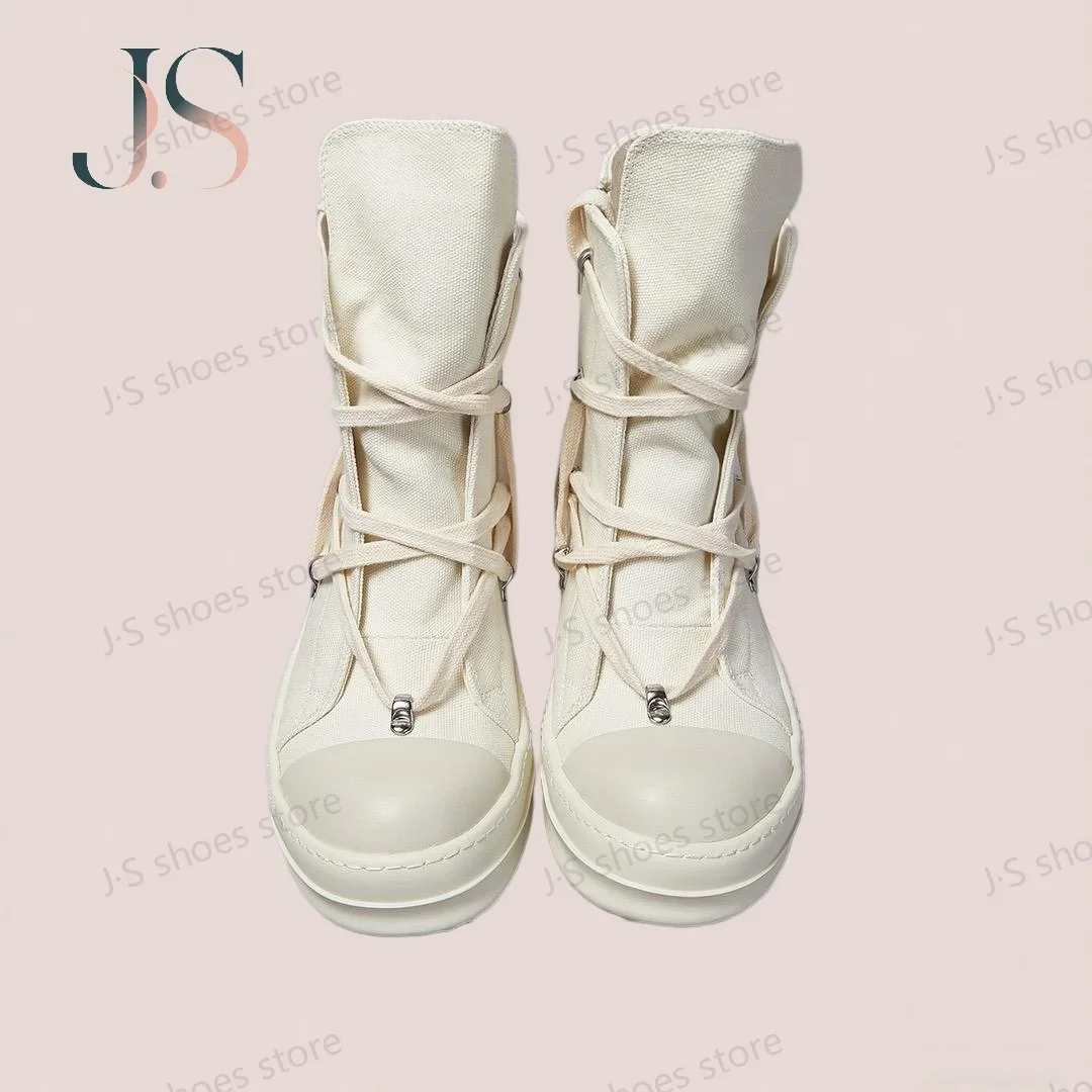 

Ro Designer Men Boots Women Sneaker Beige Canvas Shoe High Top Casual Shoes Sneakers Thick Sole Luxury Ankle Boot