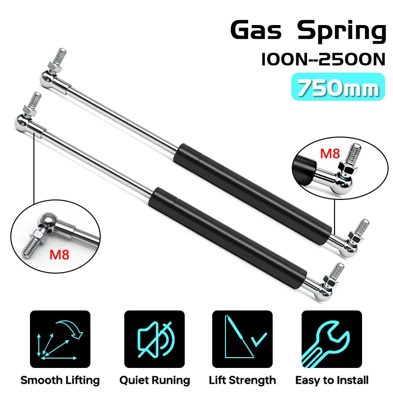 2Pcs Universial 750mm Shock Lift Strut Support Bar Gas Spring Lift Up Support for Storage Bed Car Bonnet Hood Tailgate RV Bus