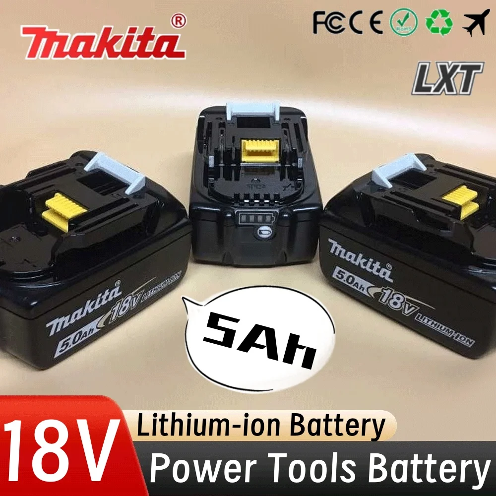 Batterie aste Makita, 5,0 Ah, 18V, adaptée pour Makita BL1840, BL1830, BL1830B, BL1850, BL1850B, batterie pour outil électrique d'origine