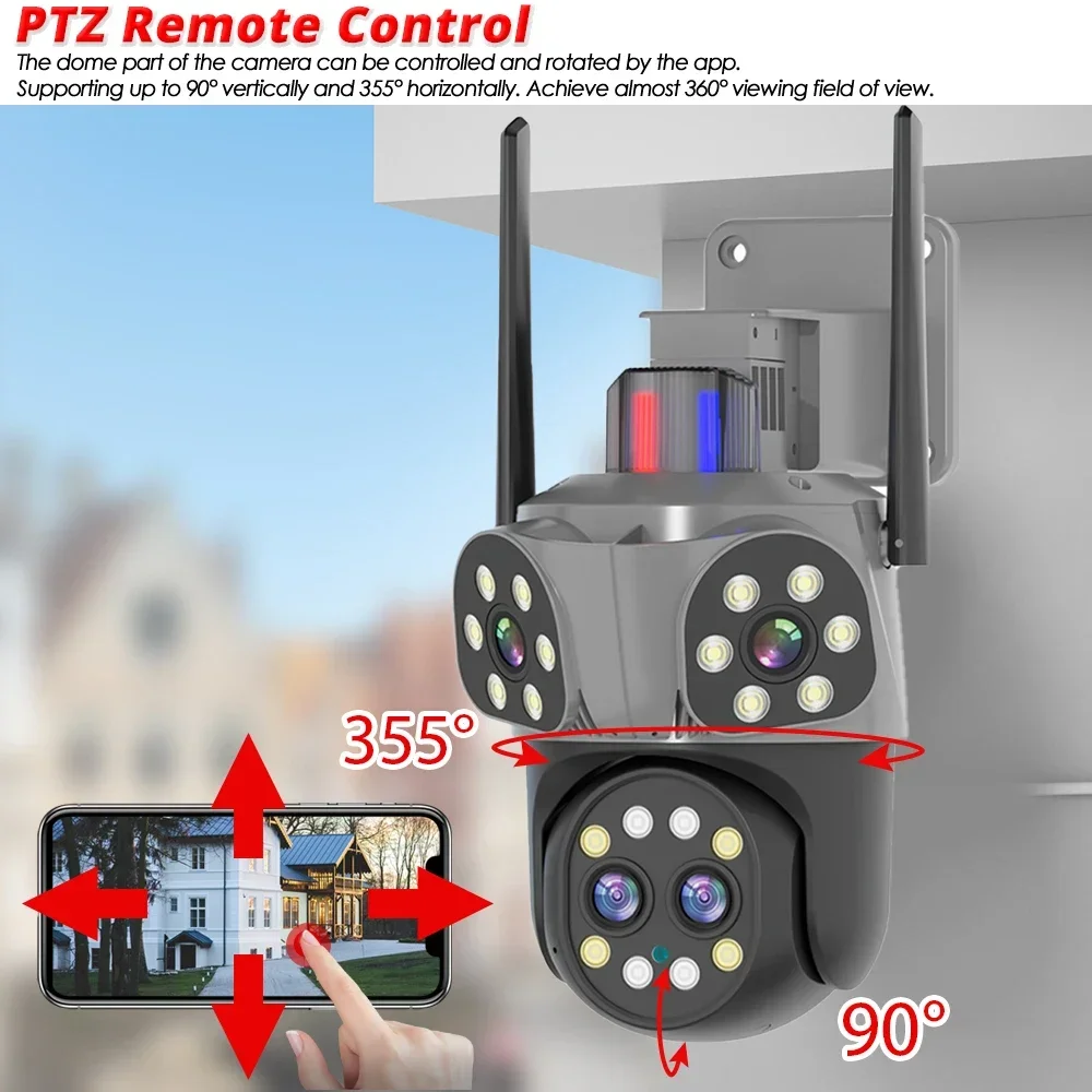 8k 16mp câmera de vigilância de vídeo wifi cctv 10x zoom ao ar livre inteligente sem fio 360 câmera ip de segurança ptz quatro lentes câmeras wi-fi