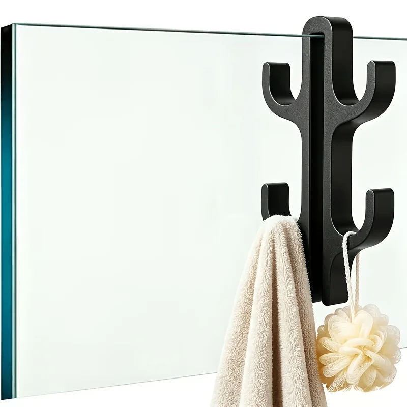 Shower Door Towel Hook for Glass Doors Bathroom Hanger for Clothes Towel Bathrobes Laundry Dormitory Apartment No-Drill