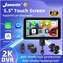 5.5 inch 2K Motorcycles DVR Navigation GPS Wireless CarPlay Android Auto Portable Smart Display Waterproof IPX7 HD Recording Cam