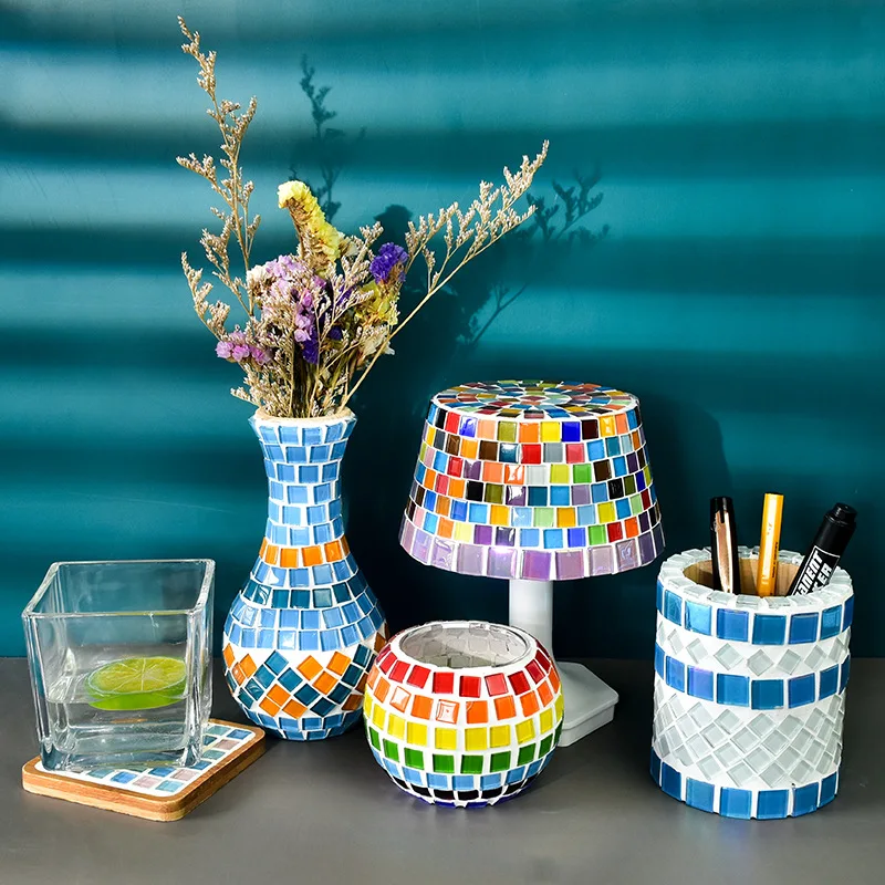 50/200pcs Mixed Color Crystal Mosaic Tiles - Geometric Pattern for DIYHome Decor, Art Projects, and Fun Crafts