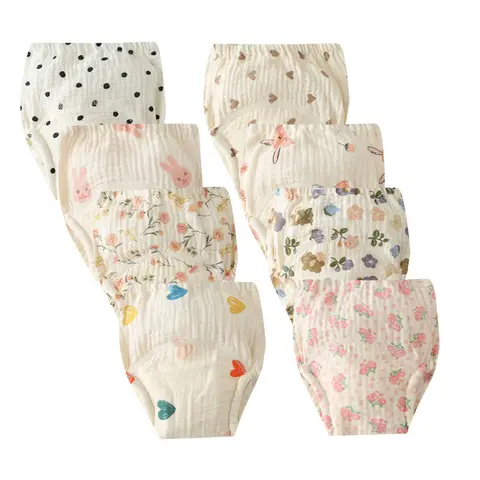 8/6pcs Baby Waterproof Reusable Training Diapers Cotton Yarns Cloth Nappies Infant Shorts Toddler Changing Underwear