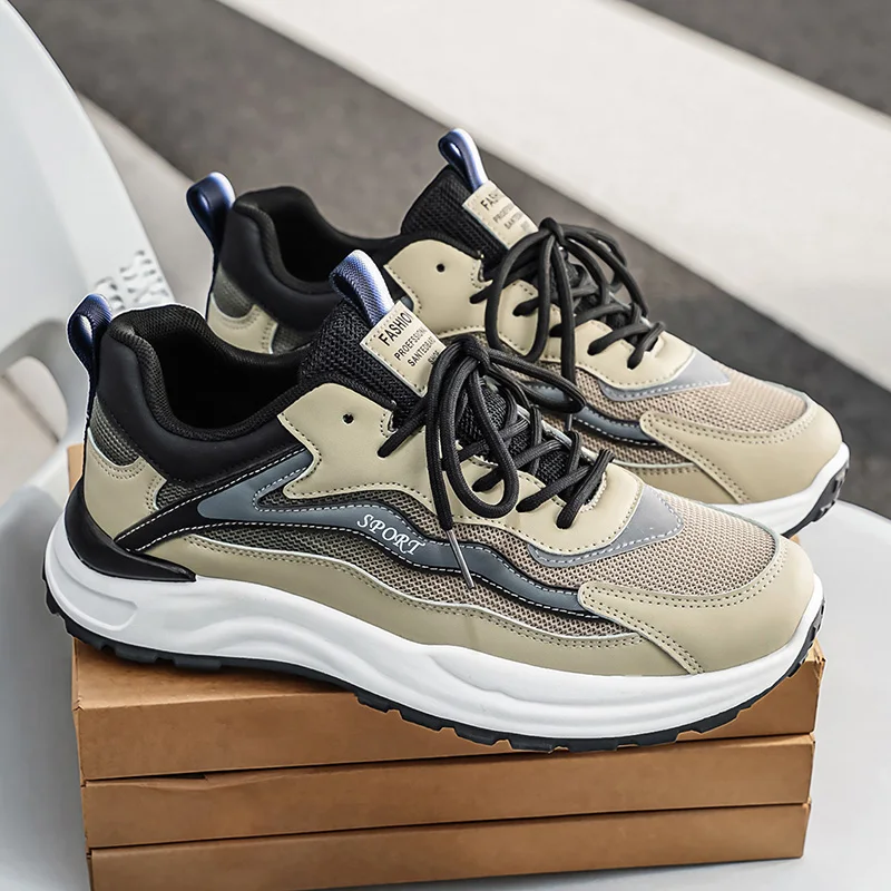 

Men's Casual Sport Shoes Breathable Mesh Anti-Odor Trendy Spring Summer New Arrival Round Toe Laced Closure Artificial Leather