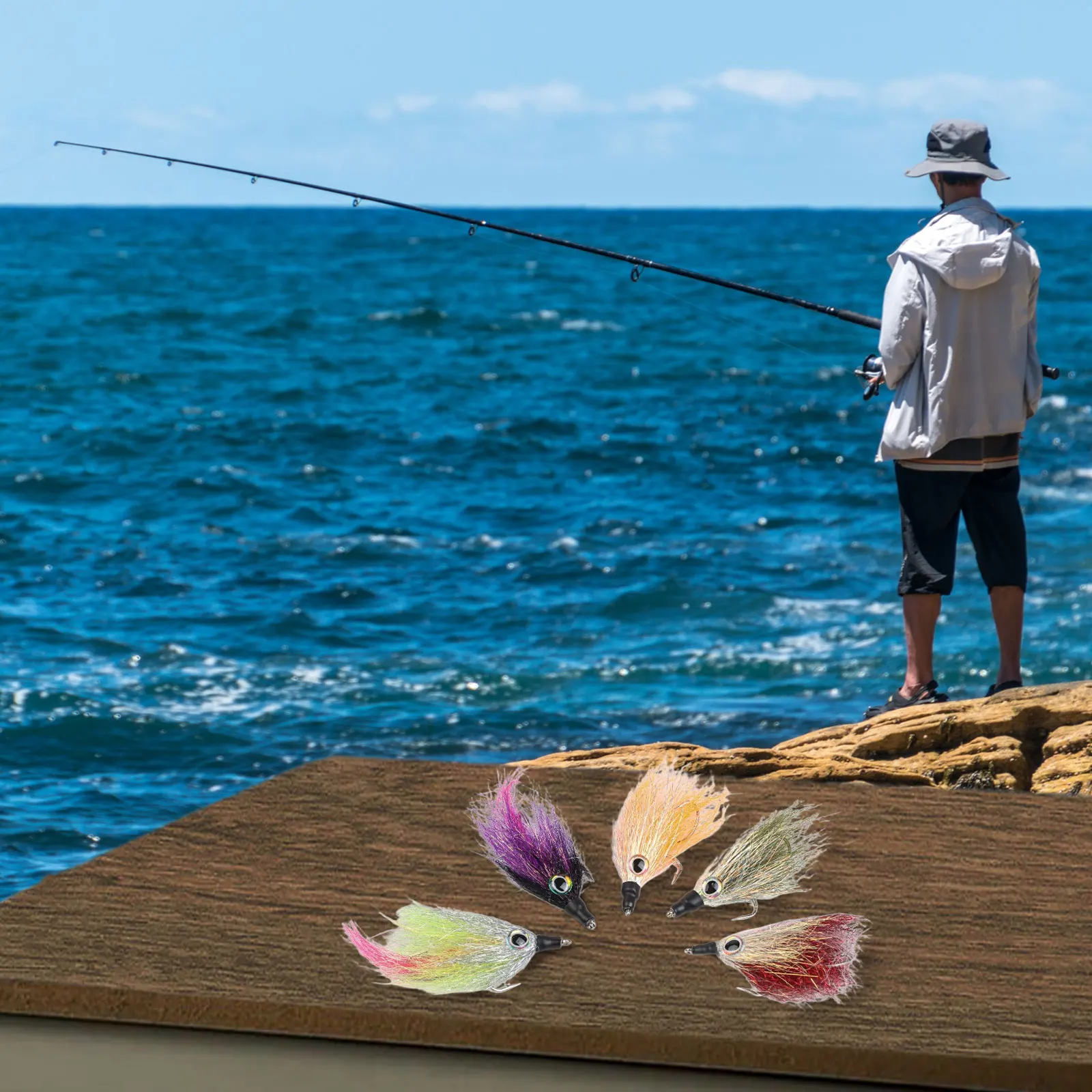 

Набор из 5 светоотражающих рыболовных приманок с коробкой для хранения, двойной крючок, искусственная приманка-рыбка, аксессуар для нахлыстовой рыбалки